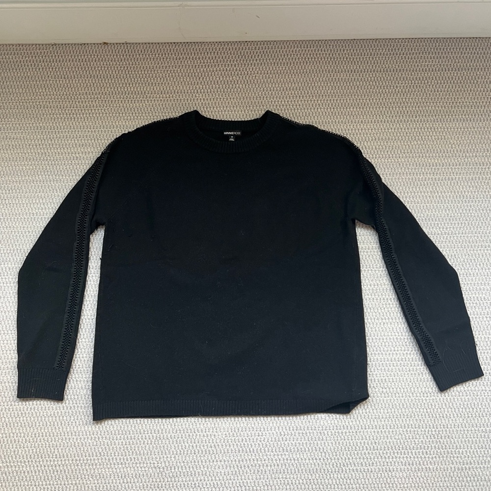 Minnie Rose Black Cashmere Sweater MD